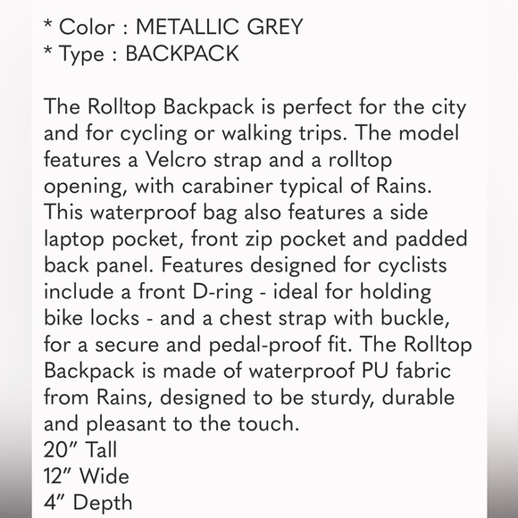 FP x RAINS | Rolltop Rucksack NWT - Picture 10 of 11